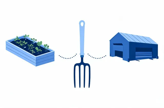 Illustration of a tool brief linked to a growing site and delivery destination